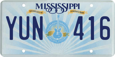 MS license plate YUN416