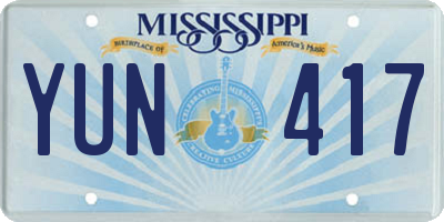 MS license plate YUN417