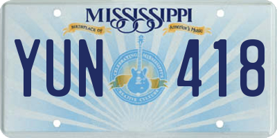 MS license plate YUN418