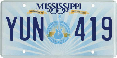 MS license plate YUN419