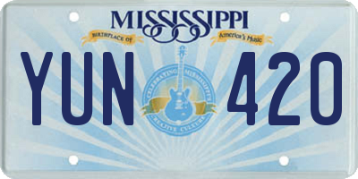 MS license plate YUN420