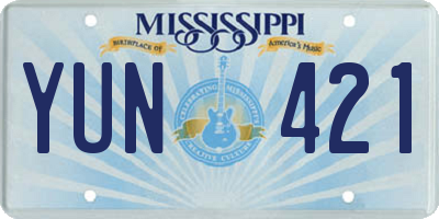 MS license plate YUN421