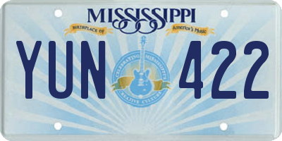 MS license plate YUN422