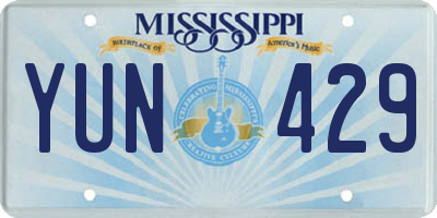 MS license plate YUN429
