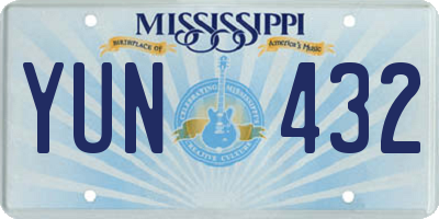 MS license plate YUN432