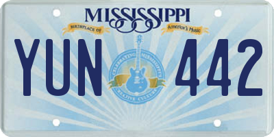 MS license plate YUN442