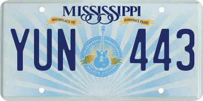 MS license plate YUN443