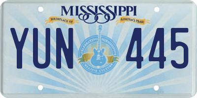 MS license plate YUN445
