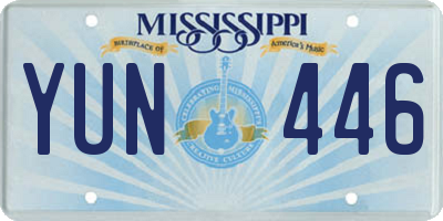 MS license plate YUN446