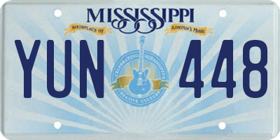MS license plate YUN448