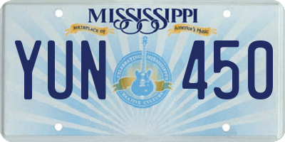 MS license plate YUN450