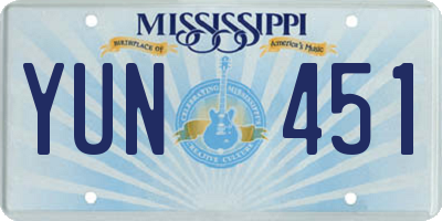 MS license plate YUN451