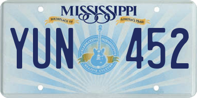 MS license plate YUN452