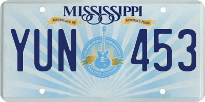 MS license plate YUN453
