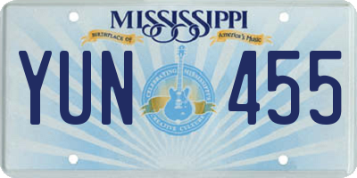 MS license plate YUN455