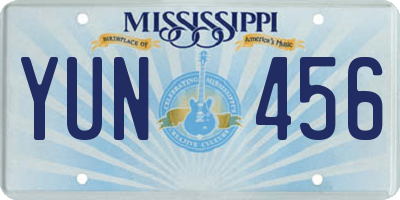 MS license plate YUN456