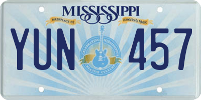 MS license plate YUN457
