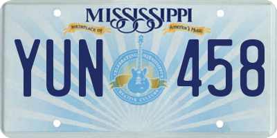 MS license plate YUN458