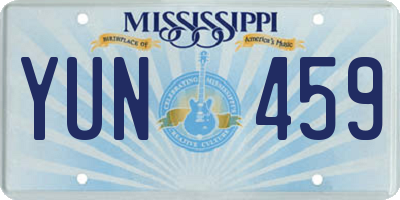 MS license plate YUN459
