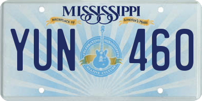 MS license plate YUN460