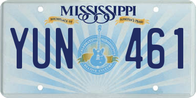 MS license plate YUN461