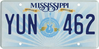 MS license plate YUN462