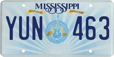 MS license plate YUN463
