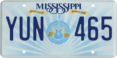 MS license plate YUN465