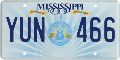 MS license plate YUN466