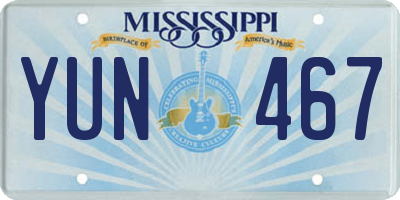 MS license plate YUN467