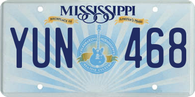 MS license plate YUN468