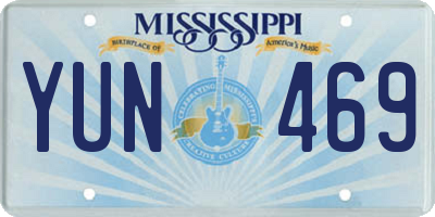 MS license plate YUN469