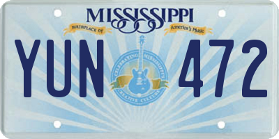 MS license plate YUN472