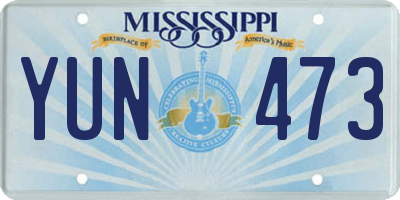 MS license plate YUN473