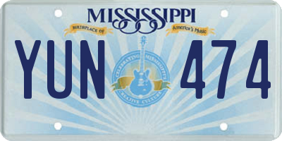 MS license plate YUN474