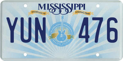 MS license plate YUN476
