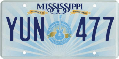 MS license plate YUN477