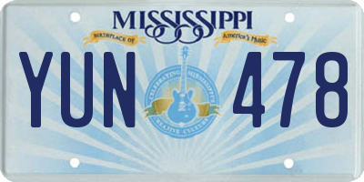 MS license plate YUN478