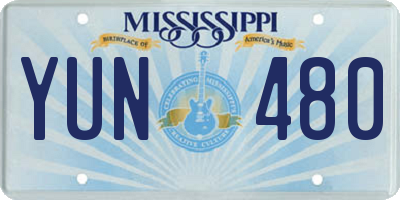 MS license plate YUN480