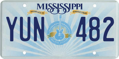 MS license plate YUN482