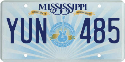 MS license plate YUN485