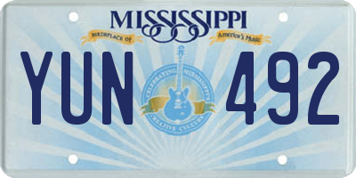 MS license plate YUN492