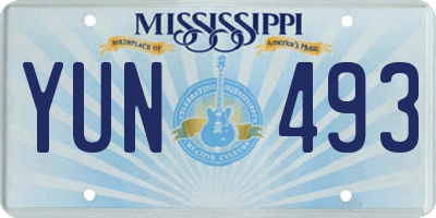 MS license plate YUN493