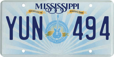 MS license plate YUN494