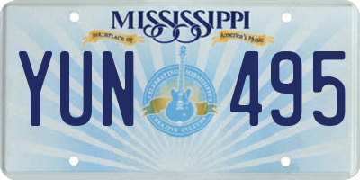 MS license plate YUN495