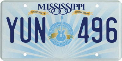MS license plate YUN496