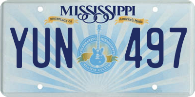 MS license plate YUN497