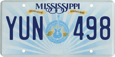 MS license plate YUN498