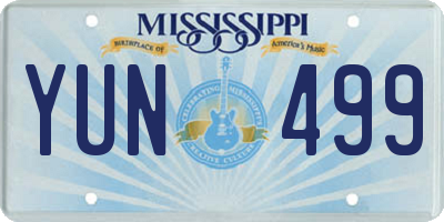 MS license plate YUN499