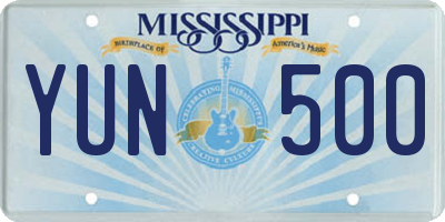 MS license plate YUN500